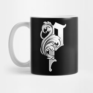 illustration of P font vintage style hand drawing design Mug